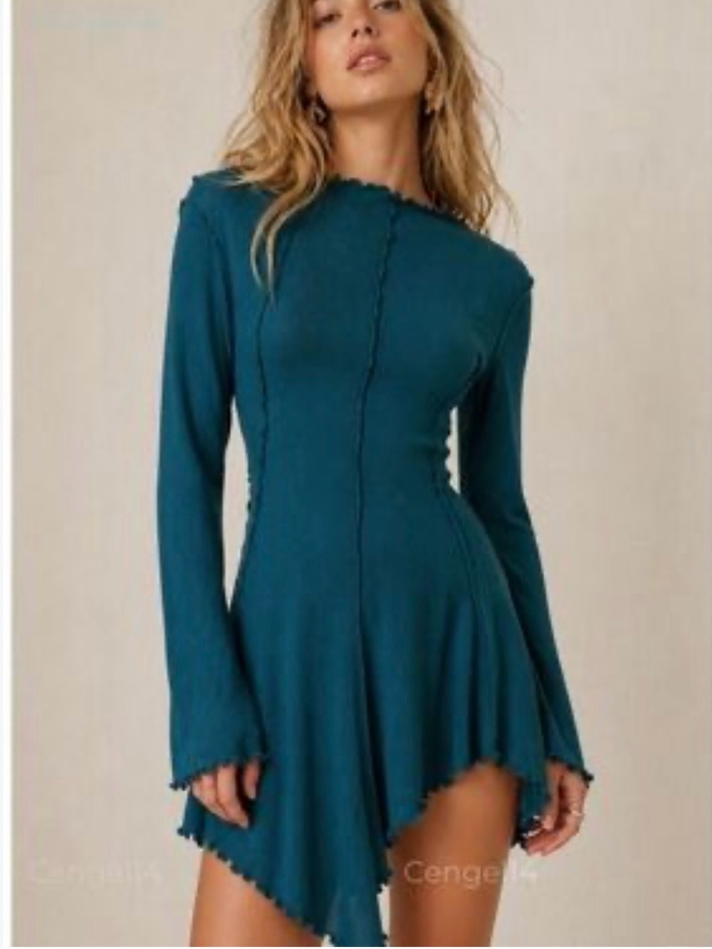 We the free by Free People Sweet Green Tennessee mini Asymmetrical Dress